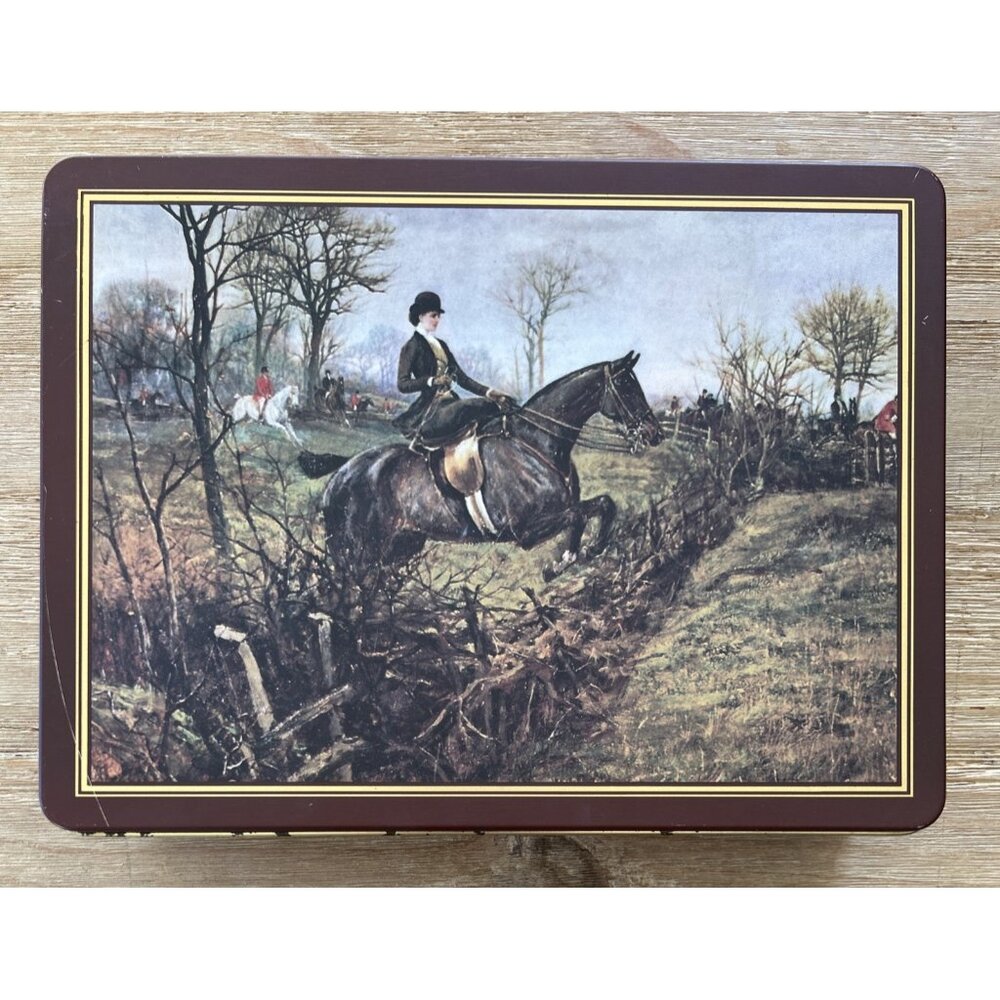 LAUREN Ralph Lauren Vintage Equestrian Hunting Hinged Tin Metal Box England